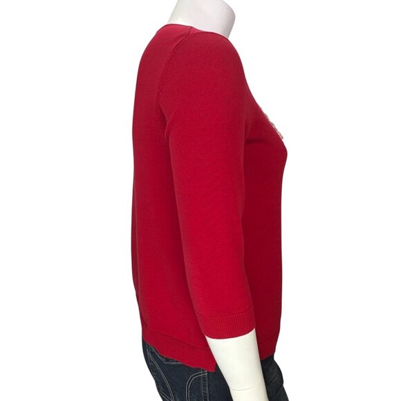 Talbots Womens Pullover Sweater Love Sequin Beaded Valentines Red Size L - Picture 9 of 12